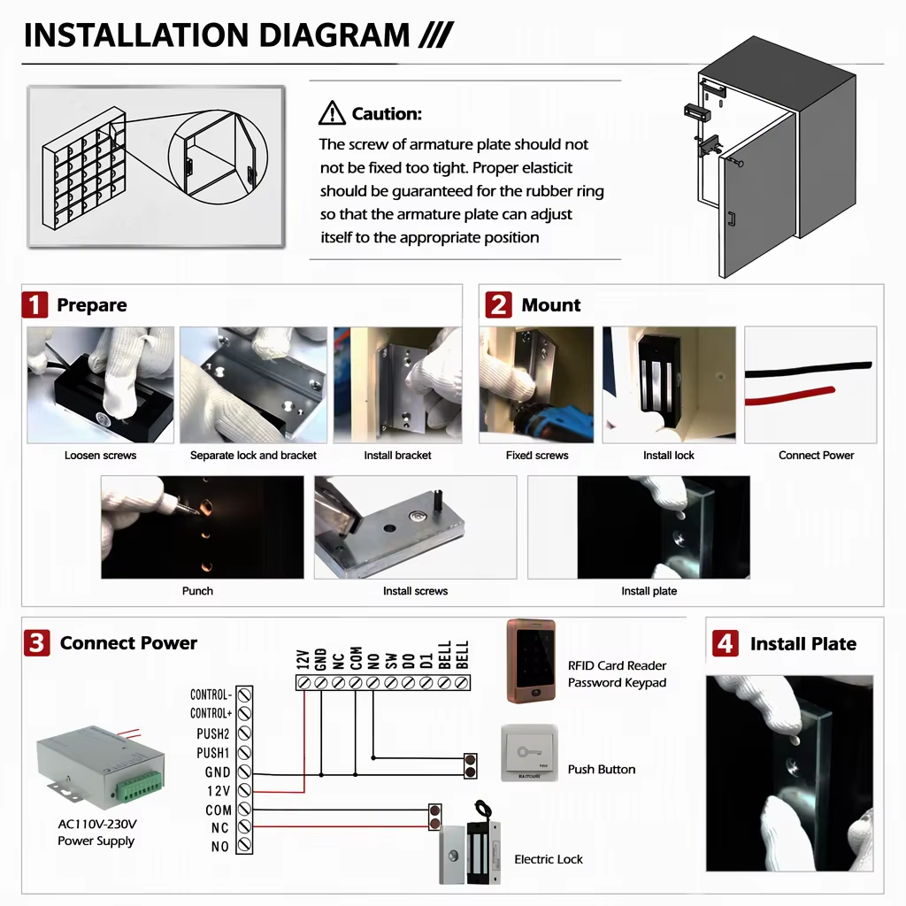 60kg 100Lbs Mini Magnetic Lock DC12V K-60KGA - image 3