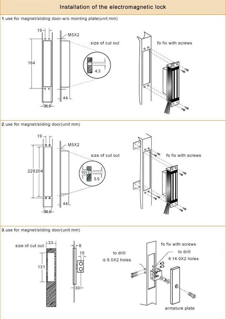 180KG/350Bls Embedded Magnetic Door Lock K-180KGM - image 3