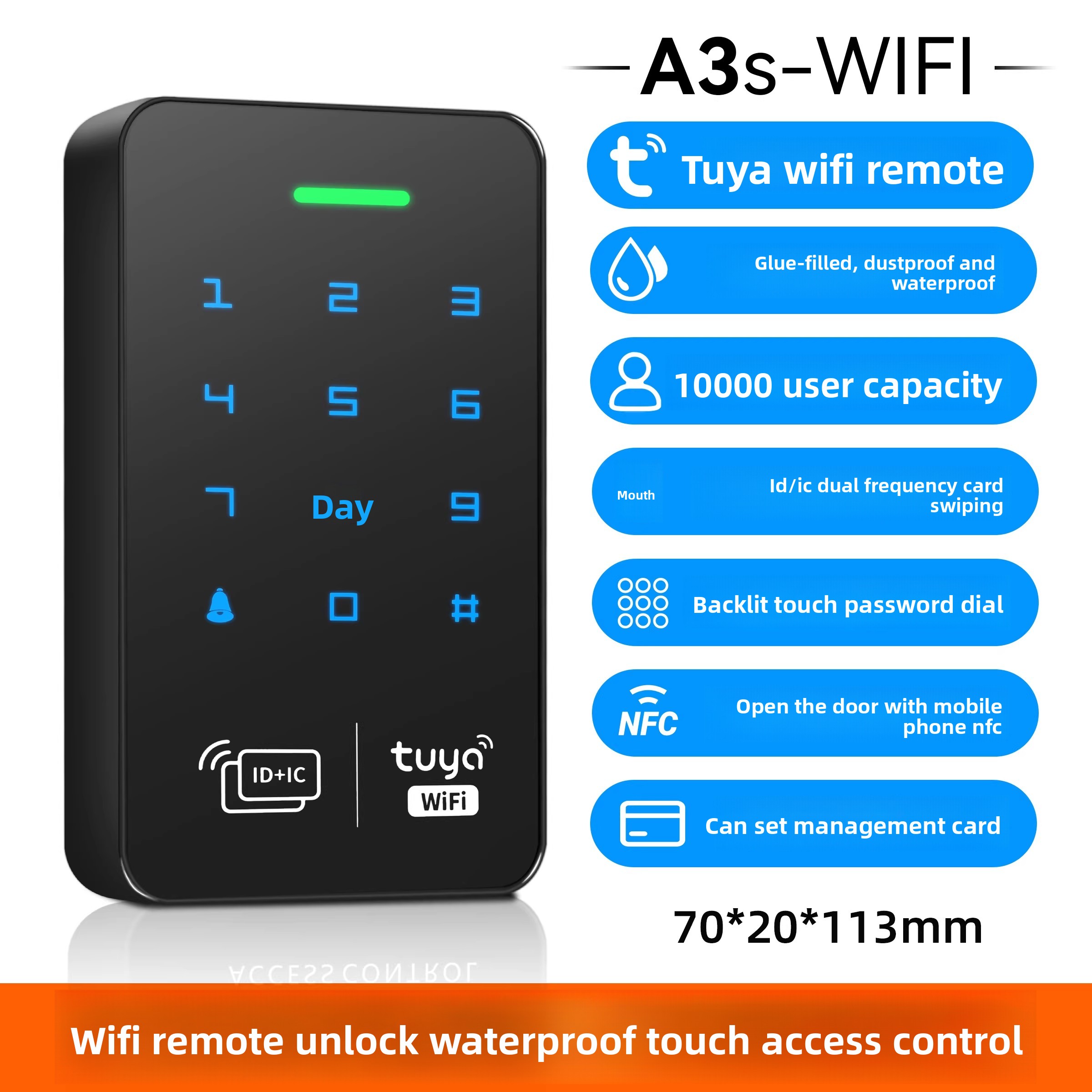 A30S-Tuya WIFI Tuya App Waterproof Keypad Access Control - image 2