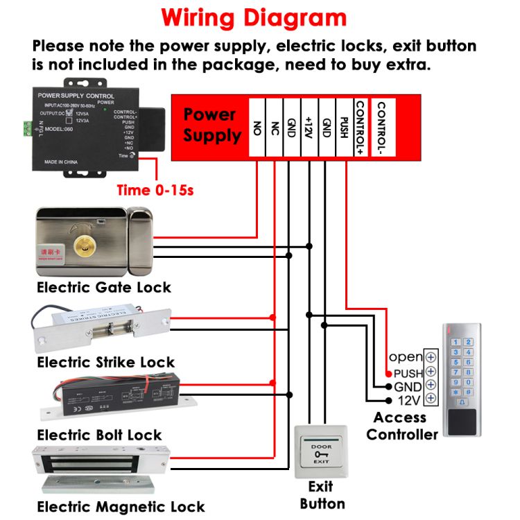A8X-EM/MF Metal Waterproof Access Control Keypad - diagram 1
